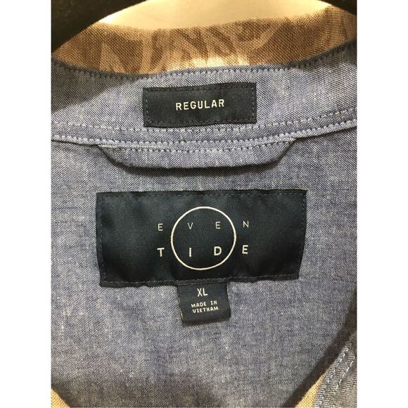 Even Tide Extra Large (XL) Linen Blend Tan Pineapple Short Sleeve Button - Picture 3 of 6